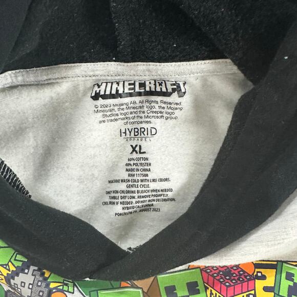 Hybrid Big Boys Minecraft Pullover Graphic Fleece Hoodie- Size XL - Picture 3 of 3